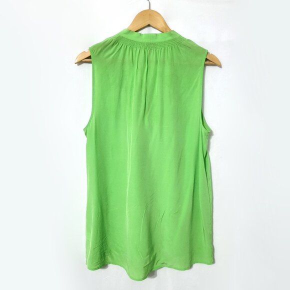 Lilly Pulitzer Womens Silk Sleeveless Dahlia Blouse Size L Green Tie Neck Preppy - Picture 2 of 11